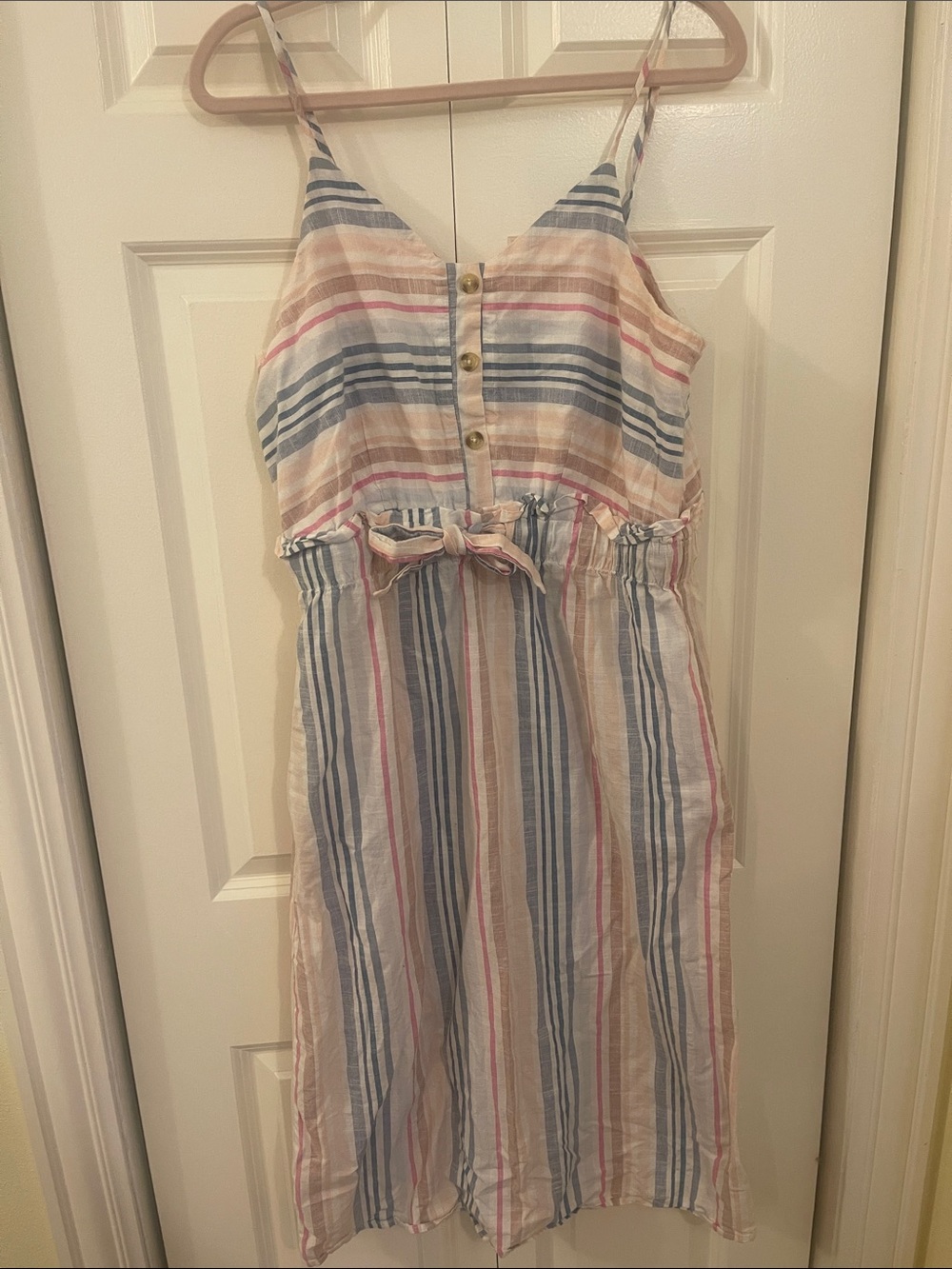 Women’s Striped Summer Sundress with Bow and Pockets